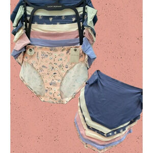 Lucky Brand XL Blue-Pink-Cream Array Soft Brushed Stretch Bikini Panties-7 Pk